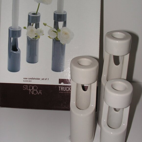 Mikasa Truck Bloom Set of 3 Vases Gray Ceramic - Picture 4 of 16